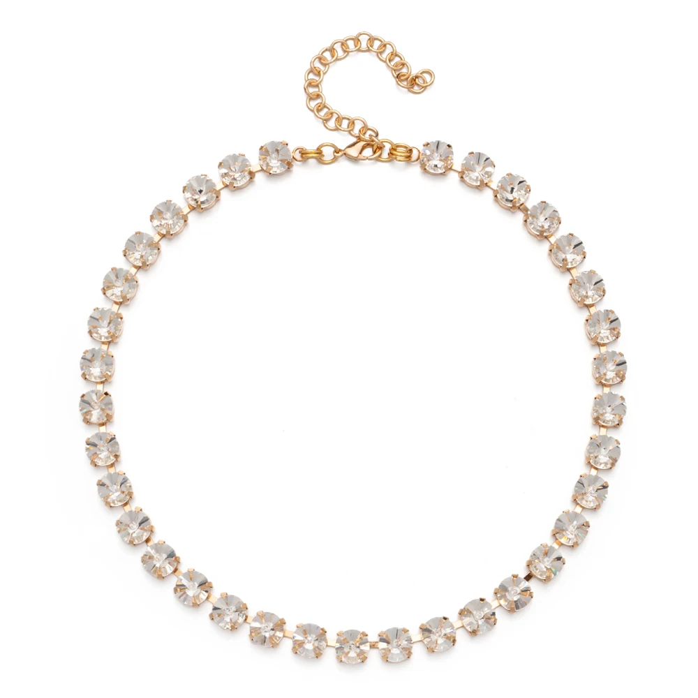 8mm Crystal Colorful Claw Setting Necklace For Women Winter Sweater Choker Accessory Diiamond Jewelry
