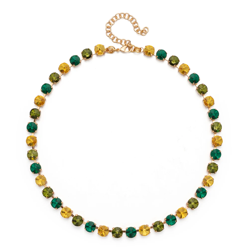 8mm Crystal Colorful Claw Setting Necklace For Women Winter Sweater Choker Accessory Diiamond Jewelry