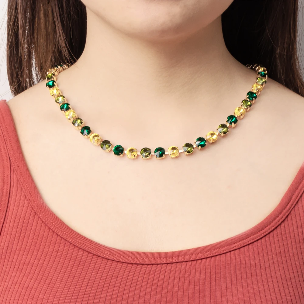 8mm Crystal Colorful Claw Setting Necklace For Women Winter Sweater Choker Accessory Diiamond Jewelry
