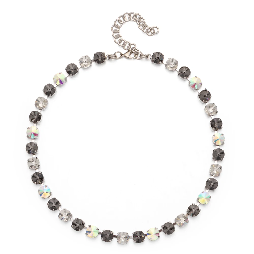 8mm Crystal Colorful Claw Setting Necklace For Women Winter Sweater Choker Accessory Diiamond Jewelry