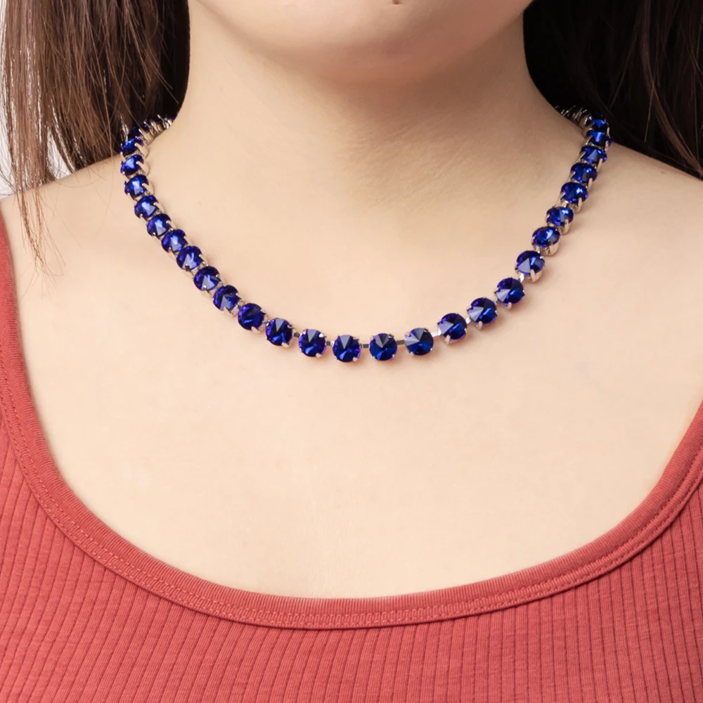 8mm Crystal Colorful Claw Setting Necklace For Women Winter Sweater Choker Accessory Diiamond Jewelry