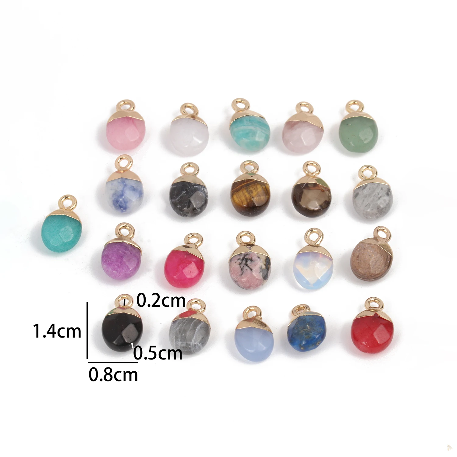 14x8mm Faceted Natural Stone Charm Pendant Agate Jade Quartz Women Jewelry Making for DIY Necklace Accessories 1pcs