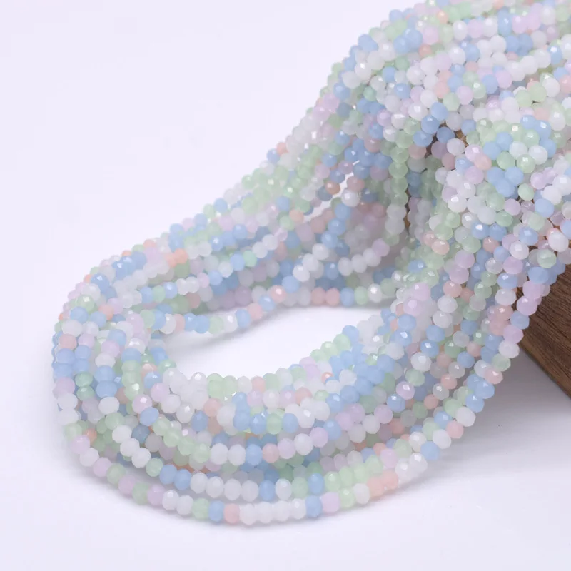 New Color Morgan Jades 2mm Crystal Rondelle Faceted Crystal Glass Beads Round Loose Spacer Beads for Jewelry Making DIY