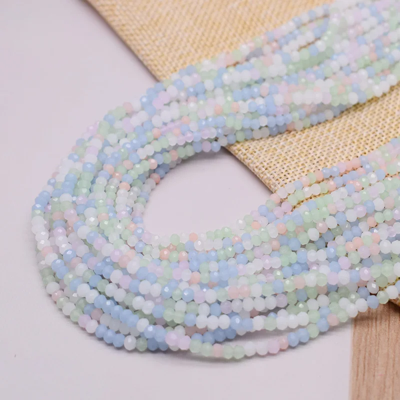 New Color Morgan Jades 2mm Crystal Rondelle Faceted Crystal Glass Beads Round Loose Spacer Beads for Jewelry Making DIY