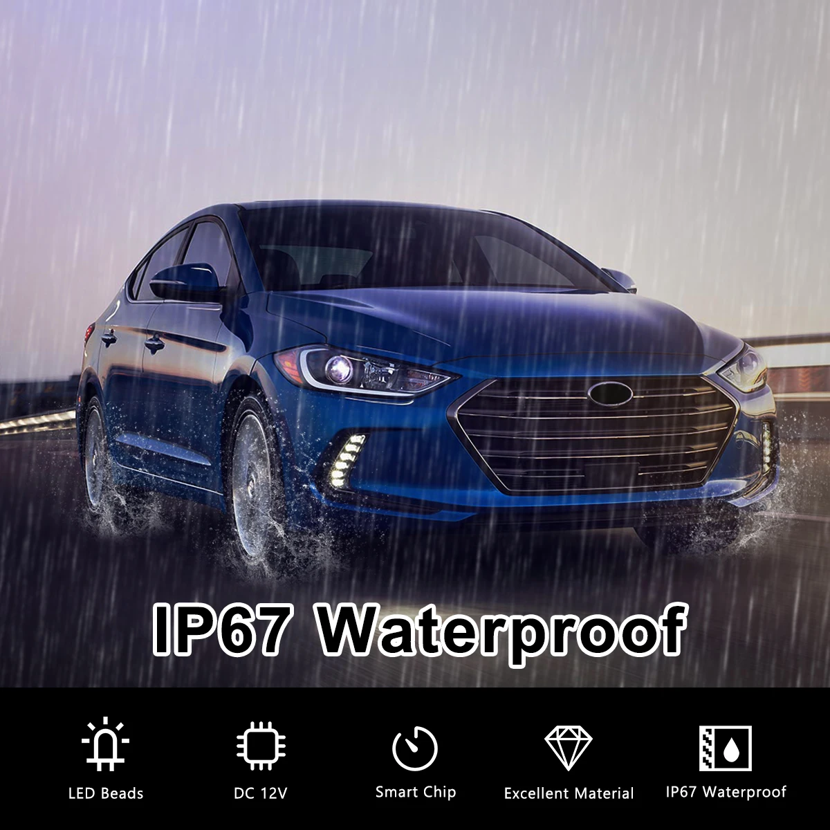 Fog Lights for Hyundai Elantra 2016 2017 2018 LED DRL Fog Lamp Front Bumper Headlights Daytime Running Turn Signal Waterproof