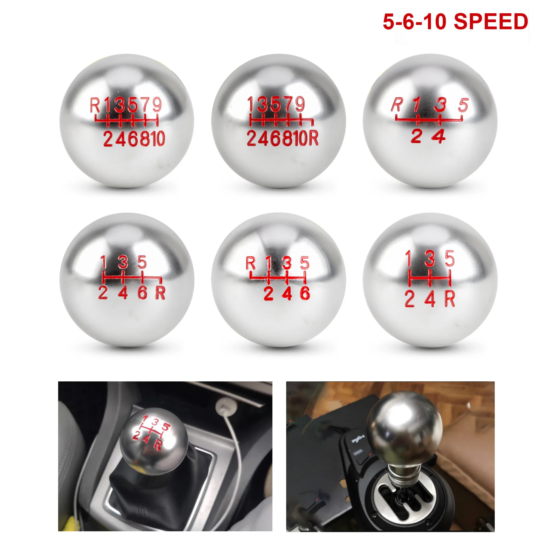 CNSPEED 5/6/10 Speed Gear Shift Knob Aluminum Universal Car Manual Automatic Gears Level Knobs Shifter Lever M8 M10 M12 Adapter