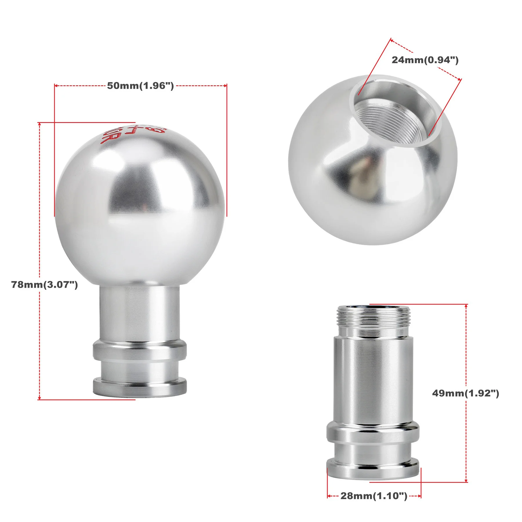 CNSPEED 5/6/10 Speed Gear Shift Knob Aluminum Universal Car Manual Automatic Gears Level Knobs Shifter Lever M8 M10 M12 Adapter