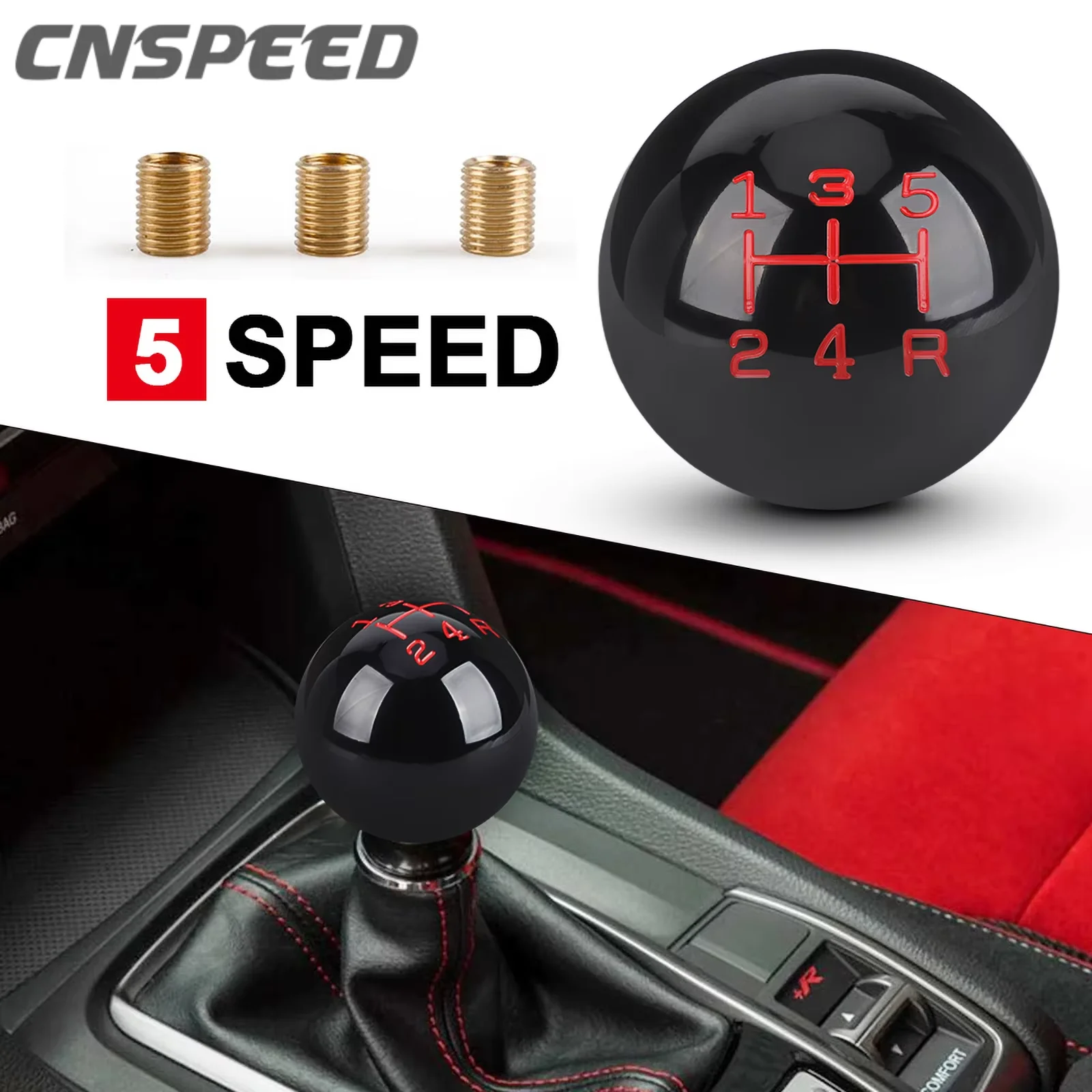 CNSPEED 5/6/10 Speed Gear Shift Knob Aluminum Universal Car Manual Automatic Gears Level Knobs Shifter Lever M8 M10 M12 Adapter