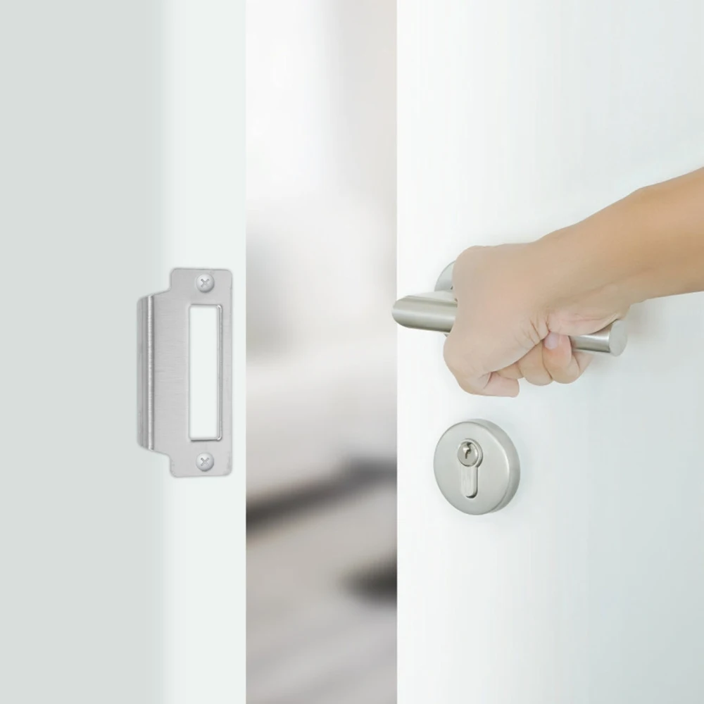 4 Inch Stainless Steel Plated Strike Plate for Wood / Metal Door Jamb, Latch Strike Door Reinforcement Plate Hasp Latch Lock
