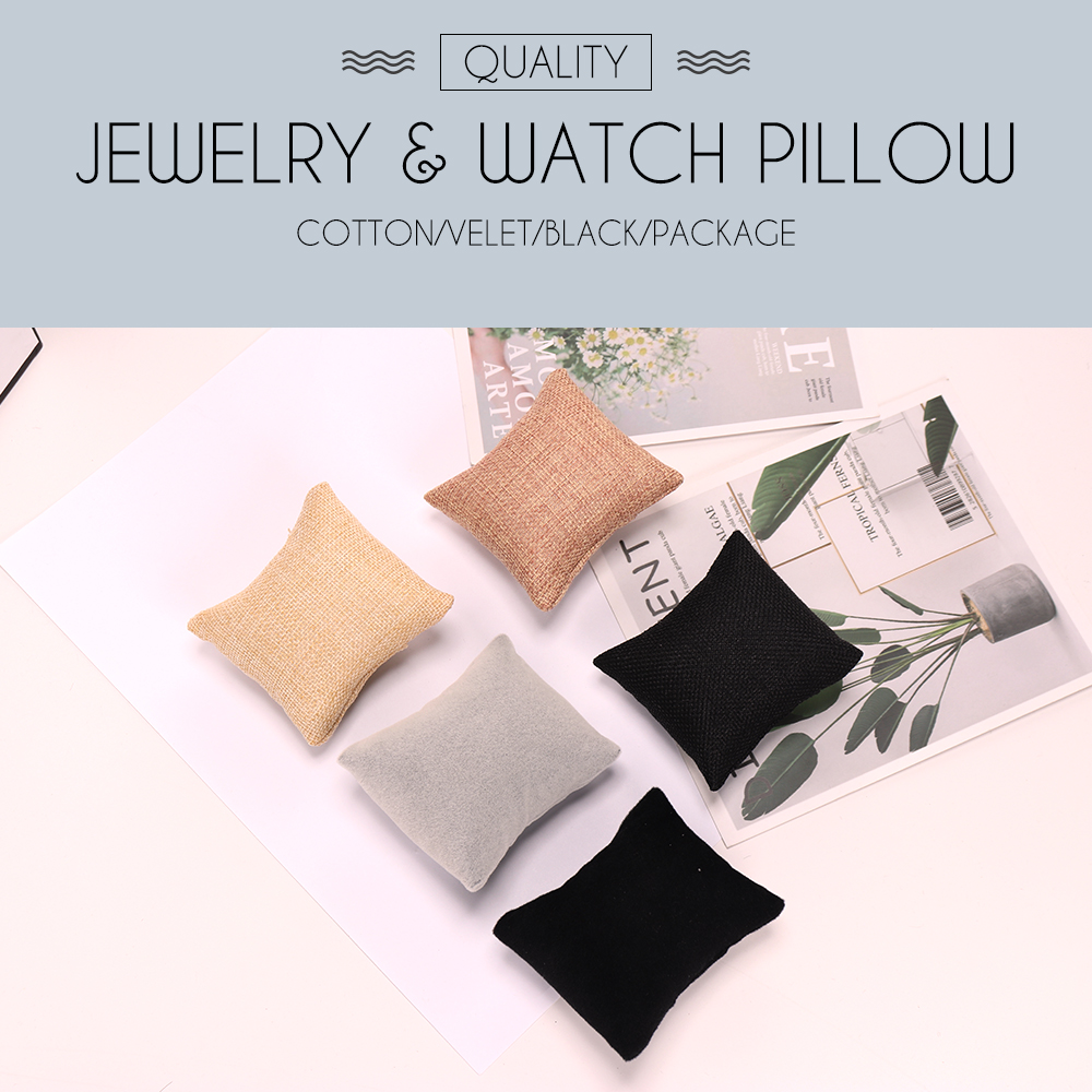 5 Colors Beige Black Grey Fabric Pillow For Watch Bangle Bracelet Display Holder Gift Jewelry Cushion DIY Accessories Wholesale
