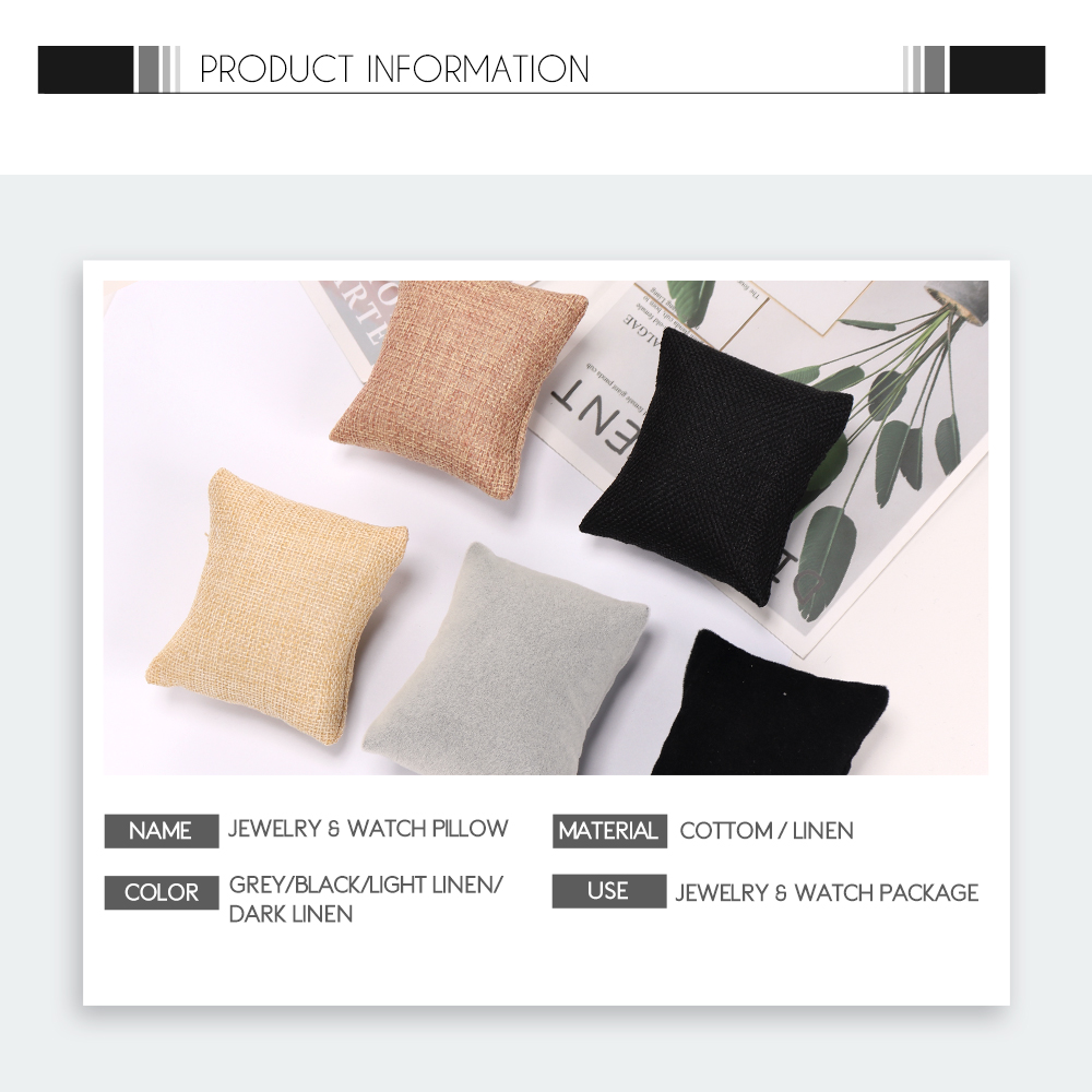5 Colors Beige Black Grey Fabric Pillow For Watch Bangle Bracelet Display Holder Gift Jewelry Cushion DIY Accessories Wholesale