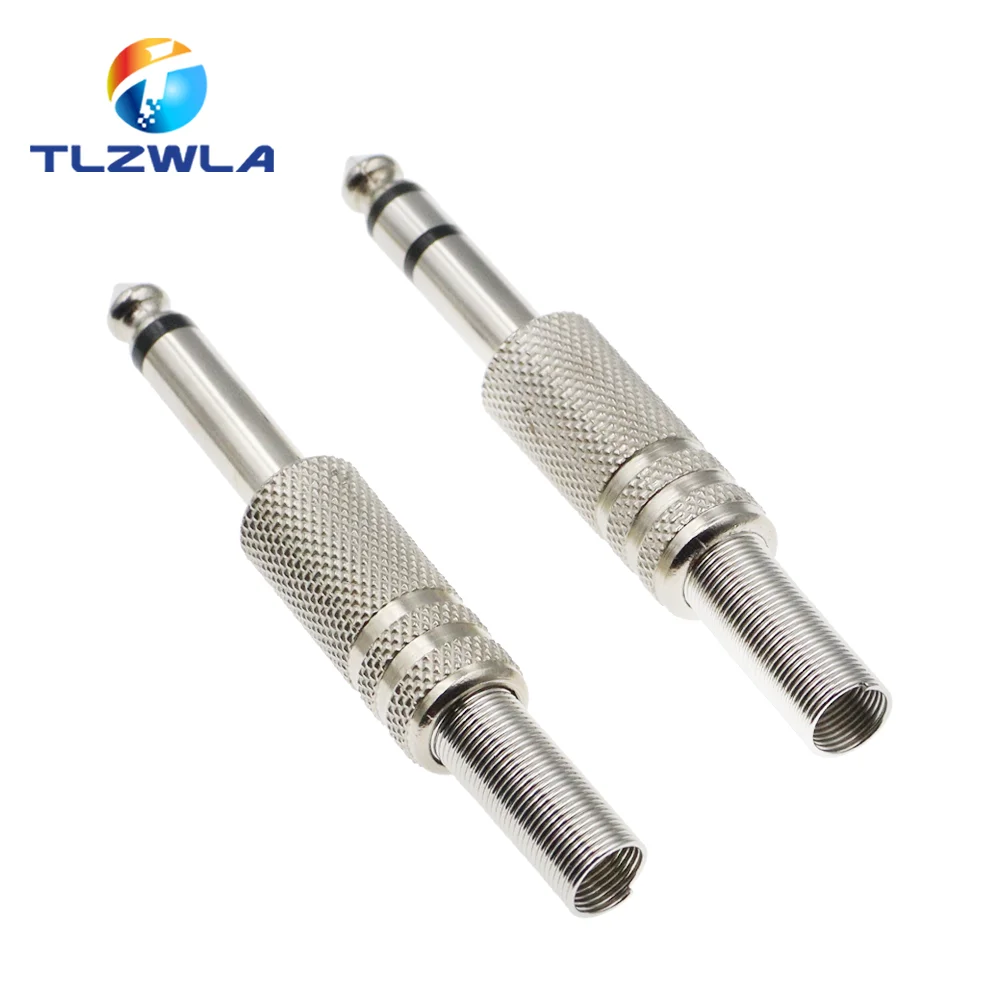 2PCS 6.35mm/6.5mm 2Pole Mono Amplifier Plug 6.35 Stereo Metal Microphone jack plug-in Audio Connector for KTV