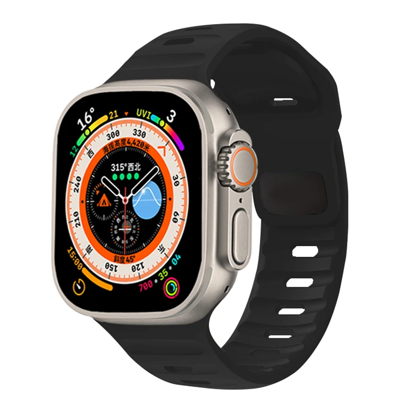 Silicone Strap for Apple Watch Ultra2 4 3 Band 44mm 49mm 45mm 46-42mm 40mm Sport Correa Bracelet iWatch Series 10 SE 3 8 9 11 12