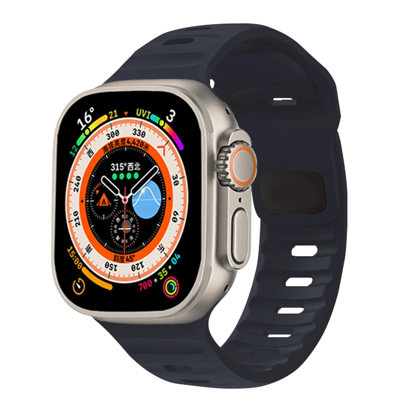 Silicone Strap for Apple Watch Ultra2 4 3 Band 44mm 49mm 45mm 46-42mm 40mm Sport Correa Bracelet iWatch Series 10 SE 3 8 9 11 12