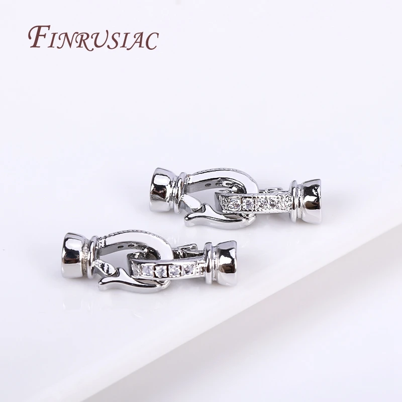 Rhodium Plated Closure Fasteners Lock Clasps For Necklace Supplies,Inlaid Zircon Connector Clasps DIY Pearls Jewelry Fittings