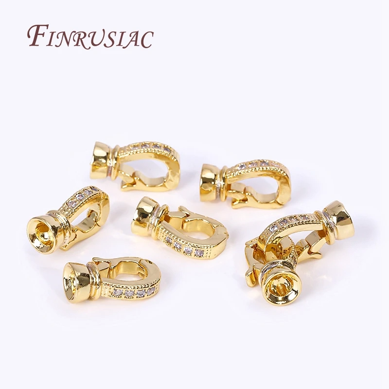 Rhodium Plated Closure Fasteners Lock Clasps For Necklace Supplies,Inlaid Zircon Connector Clasps DIY Pearls Jewelry Fittings