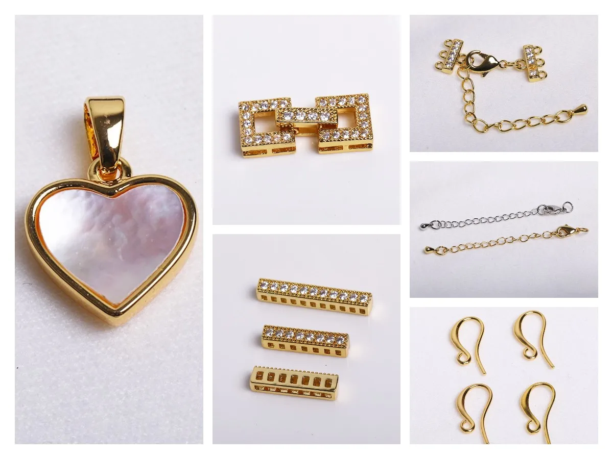 Rhodium Plated Closure Fasteners Lock Clasps For Necklace Supplies,Inlaid Zircon Connector Clasps DIY Pearls Jewelry Fittings