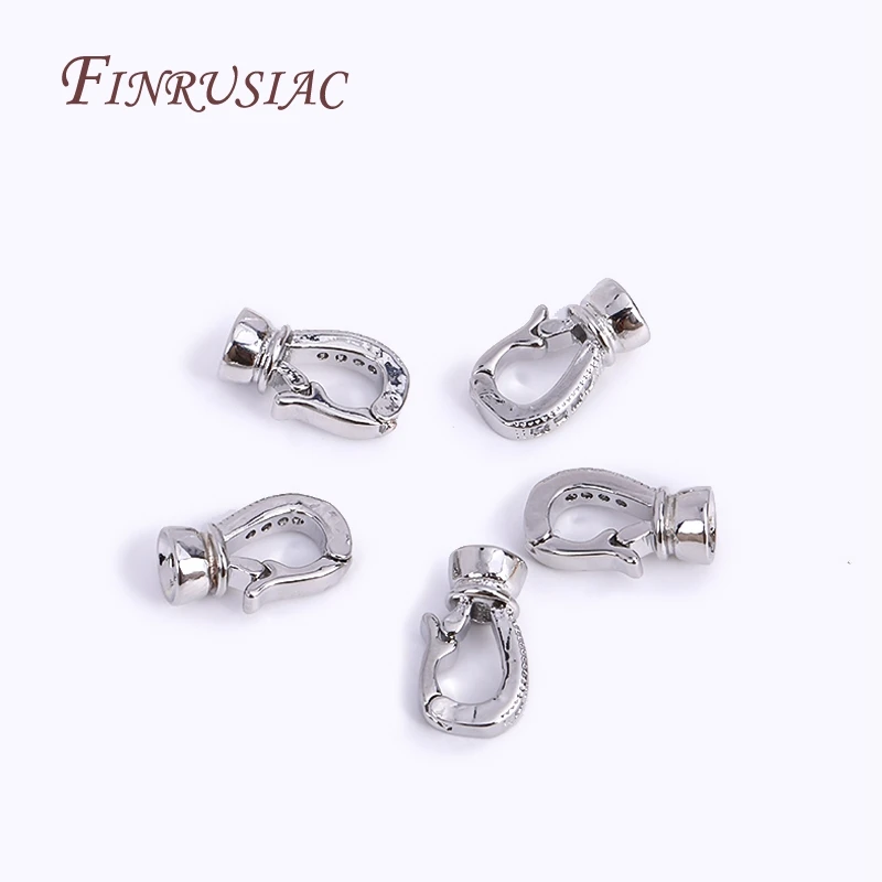 Rhodium Plated Closure Fasteners Lock Clasps For Necklace Supplies,Inlaid Zircon Connector Clasps DIY Pearls Jewelry Fittings