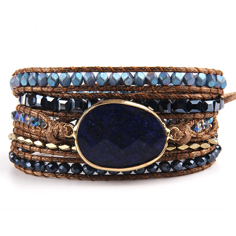RH Fashion Handma Bohemian Jewelry Accessory Mixed Natural Stones Charm 5 Strands Wrap Bracelets Gift DropShipping