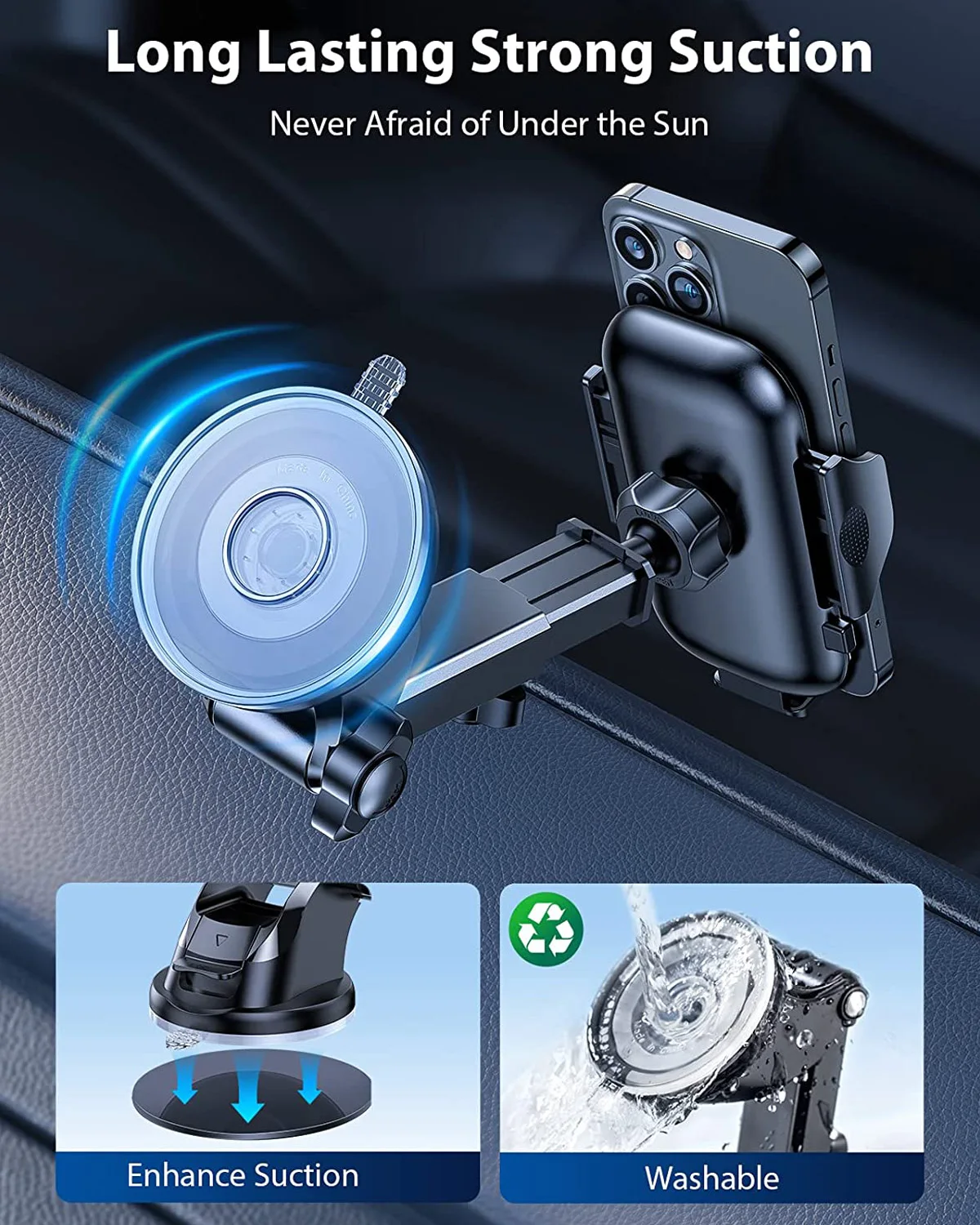 Dashboard Car Phone Holder Accessories 17mm Ball Head Suction Cup Base for Car Windshield Mobile Phone Mount Stand