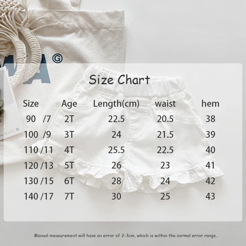 MILANCEL Girls Shorts Summer Kids Clothes Ruffle Trousers Elastic Waist Solid Cotton