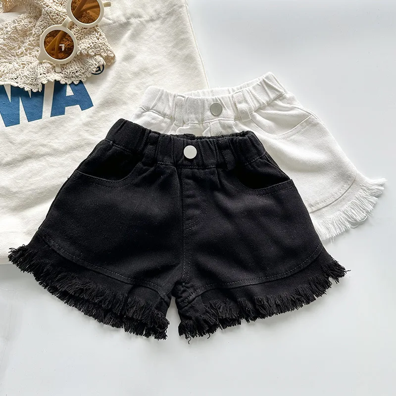 MILANCEL Girls Shorts Summer Kids Clothes Ruffle Trousers Elastic Waist Solid Cotton