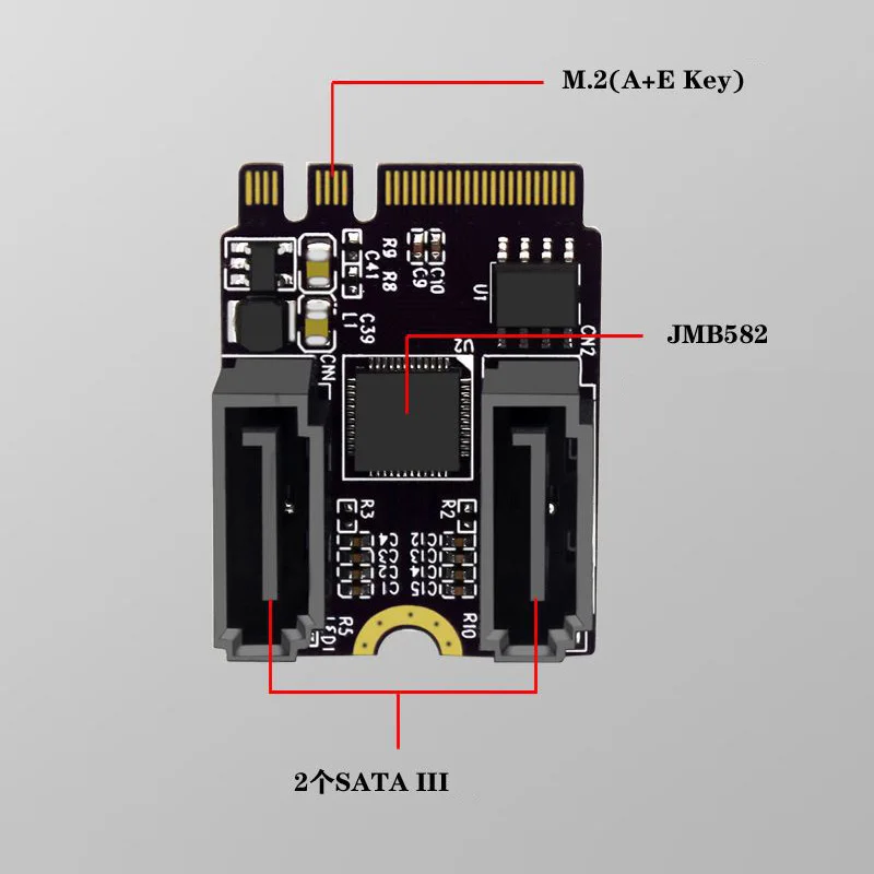 M2 To NGFF 2 Ports SATA 3.0 Expansion Riser Card KEY A + E WIFI M.2 To SSD SATA Hard Disk Adapter Card Driver Installation