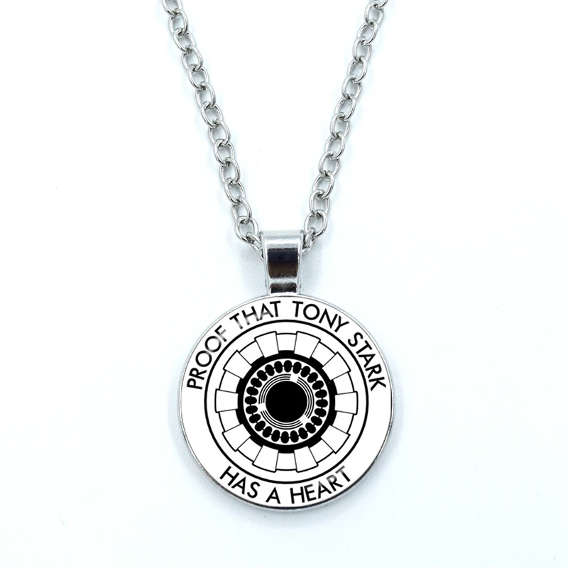 New Arrival Necklace Jewelry Proof That Tony Stark Has A Heart Glass Cabochon Pendant Chain Necklace Men Women Birthday Gift