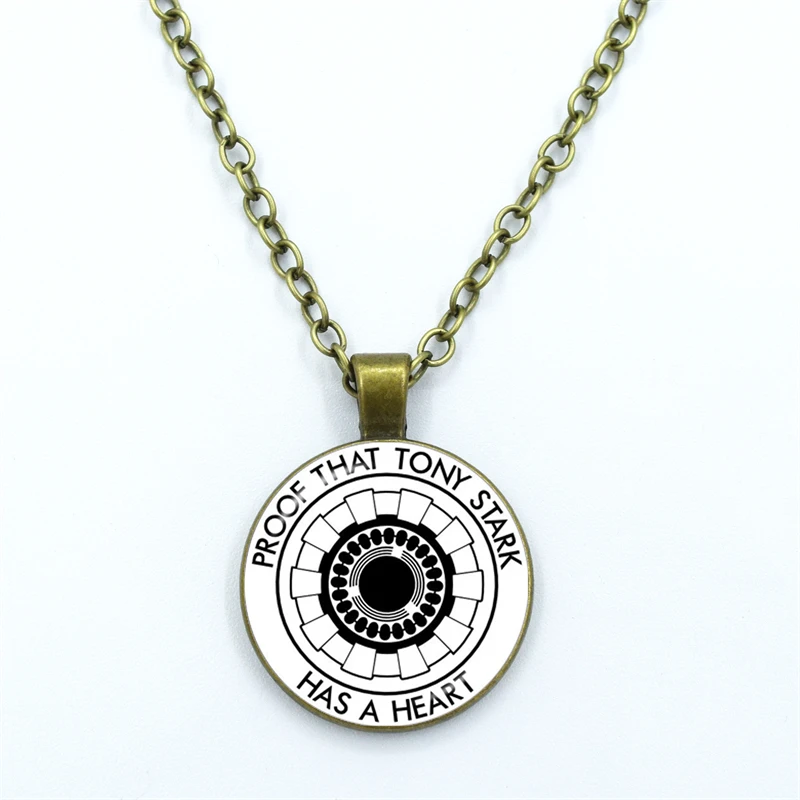 New Arrival Necklace Jewelry Proof That Tony Stark Has A Heart Glass Cabochon Pendant Chain Necklace Men Women Birthday Gift