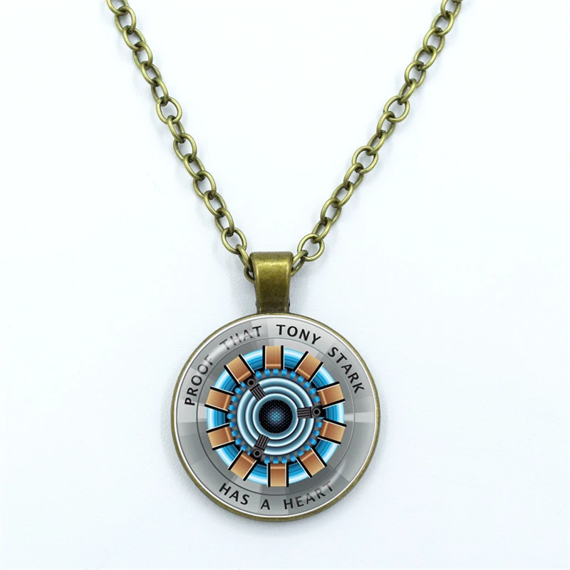 New Arrival Necklace Jewelry Proof That Tony Stark Has A Heart Glass Cabochon Pendant Chain Necklace Men Women Birthday Gift