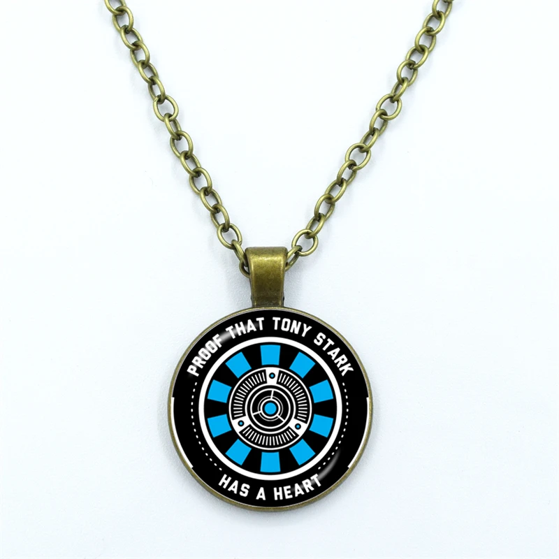 New Arrival Necklace Jewelry Proof That Tony Stark Has A Heart Glass Cabochon Pendant Chain Necklace Men Women Birthday Gift