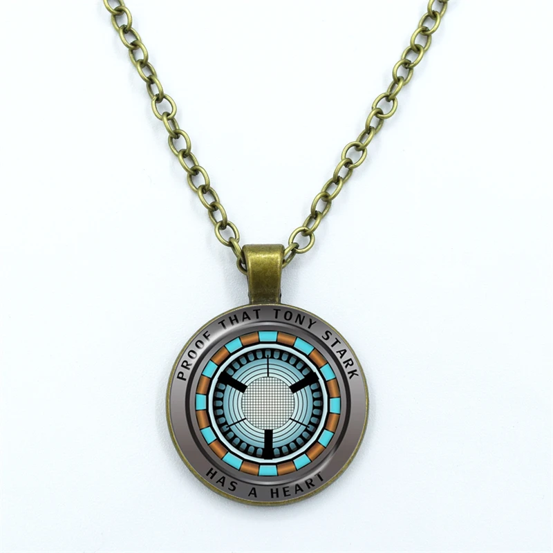 New Arrival Necklace Jewelry Proof That Tony Stark Has A Heart Glass Cabochon Pendant Chain Necklace Men Women Birthday Gift