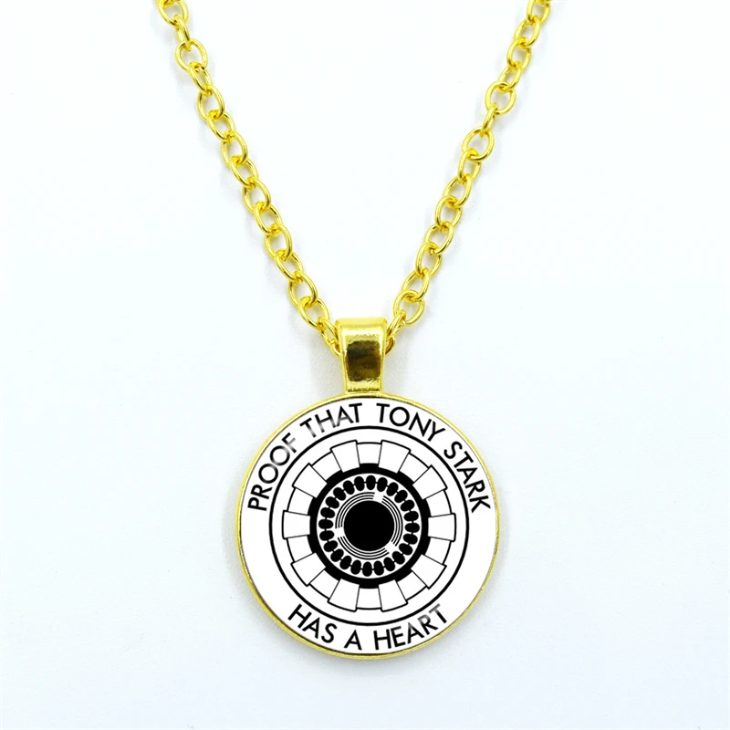 New Arrival Necklace Jewelry Proof That Tony Stark Has A Heart Glass Cabochon Pendant Chain Necklace Men Women Birthday Gift