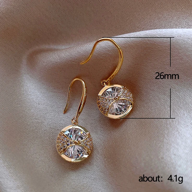 Huitan Luxury Gold Color Drop Earrings for Women Elegant Bridal Wedding Earrings Anniversary Gift New Trendy Jewelry Drop Ship