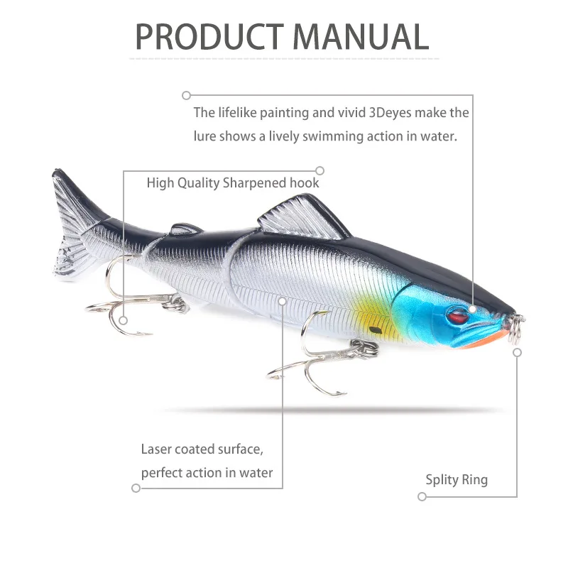 1 Pc Joint Bait Swimbait Wobbler Fishing Lure 13cm 18g Artificial Hard Bait Minnow Crankbait for Bass Perch Carp Fishing Tackle