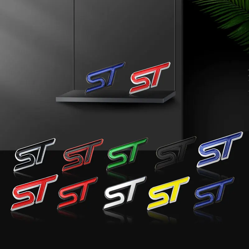 3D Small Metal Car Interior ST Emblem Car Steering Wheel Sticker Auto Body Window Decals Decor For Ford Focus Mondeo Fiesta MK3