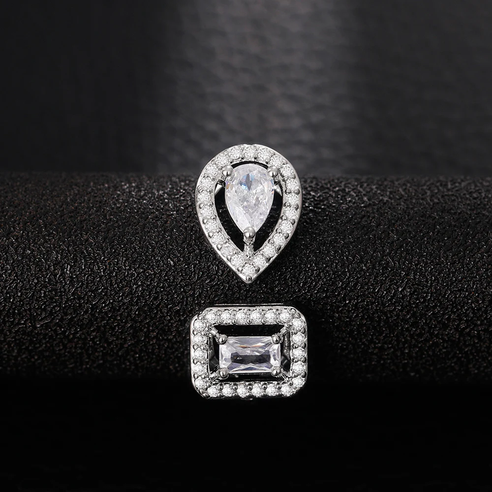 Huitan Geometric Shaped Cuff Opening Rings for Women Silver Color/Gold Color Noble Cubic Zirconia Ring Accessory Fashion Jewelry