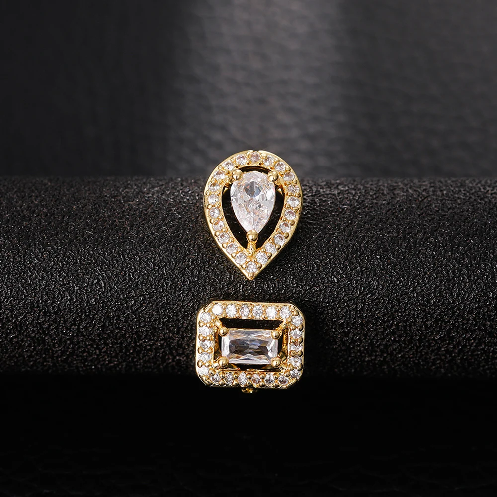 Huitan Geometric Shaped Cuff Opening Rings for Women Silver Color/Gold Color Noble Cubic Zirconia Ring Accessory Fashion Jewelry