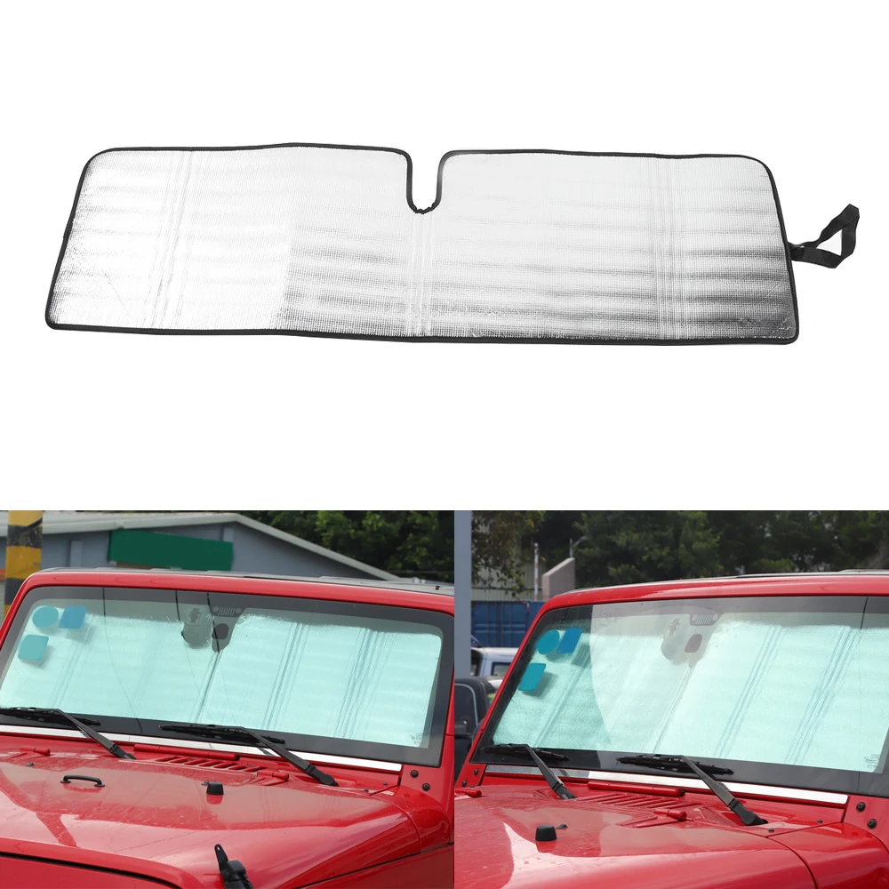 For Jeep Wrangler TJ JK 1997-2017 Car Front Windshield Sunshade Anti UV Ray Window Sun Visor Protector Cover Accessories