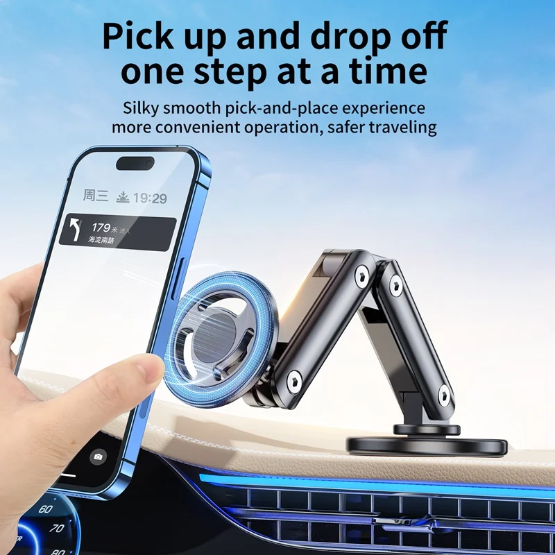 Magnetic Car Phone Holder Alloy 360 Rotation Foldable Phone Stand for Iphone 14 13 12 11 Pro Max Samsung S23 Xiaomi In Car Mount