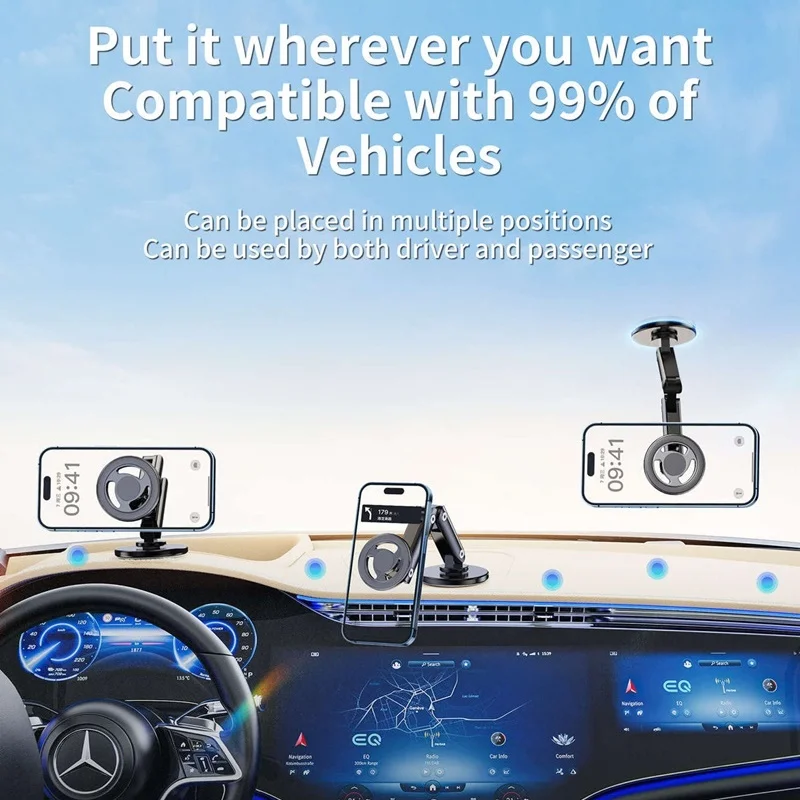 Magnetic Car Phone Holder Alloy 360 Rotation Foldable Phone Stand for Iphone 14 13 12 11 Pro Max Samsung S23 Xiaomi In Car Mount
