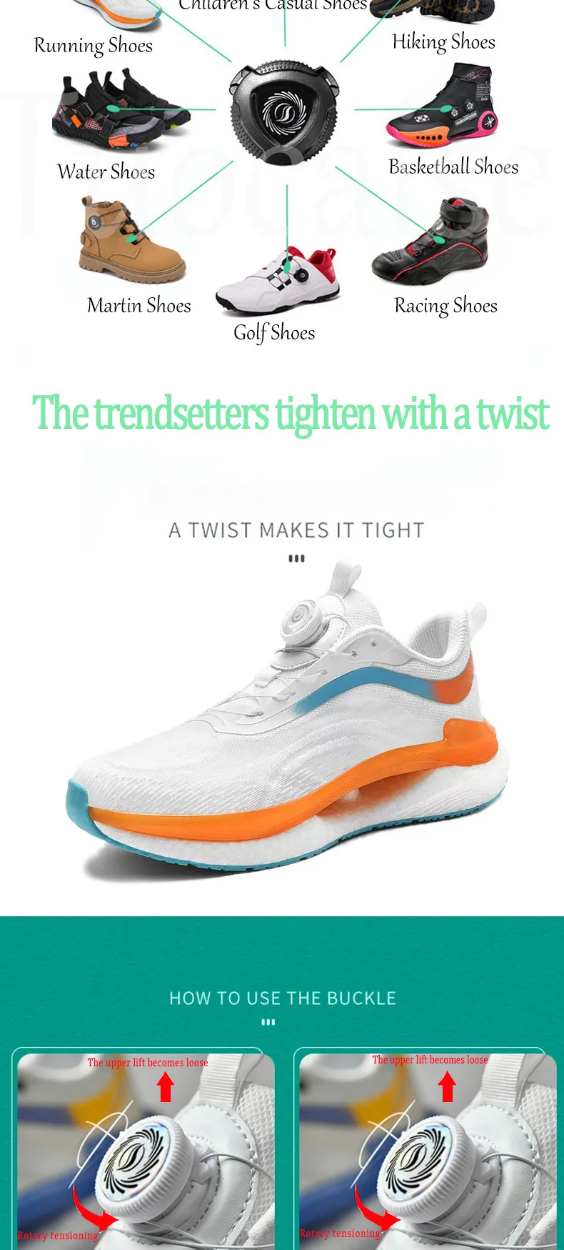 Metal Wire Swivel Automatic Buckle Rope Sneaker ShoeLaces for Kids/Adult No Tie Shoe Laces Quick Lock Shoestrings for Sport Shoe