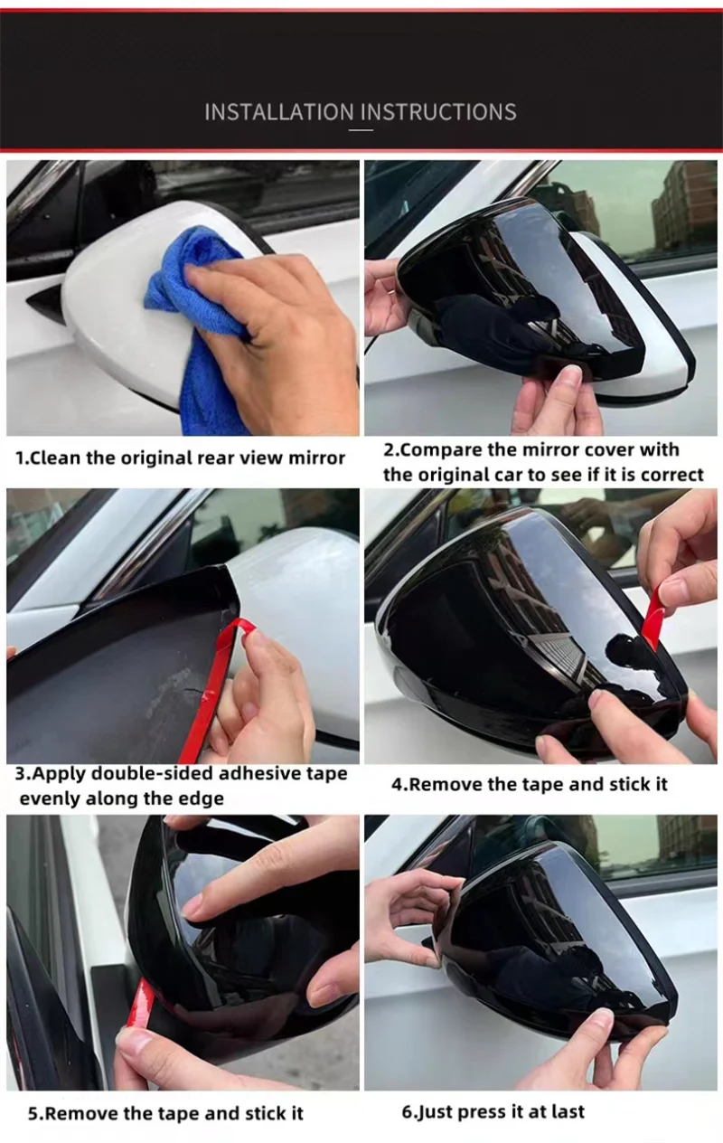Rear View Mirror Cover For Volkswagen For VW Polo Mk6 AW GTI 2018-2021 OX Horn Car Caps Shell Trim Carbon Fiber Look Exterior