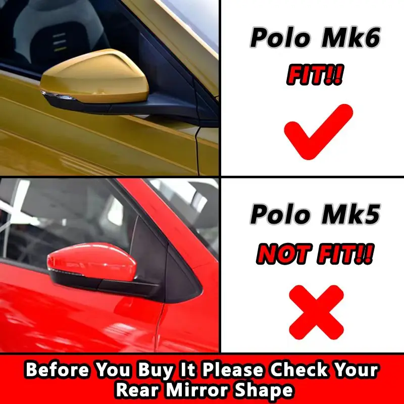 Rear View Mirror Cover For Volkswagen For VW Polo Mk6 AW GTI 2018-2021 OX Horn Car Caps Shell Trim Carbon Fiber Look Exterior