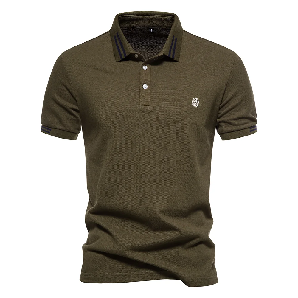 AIOPEON Brand 100% Cotton Men's Polo Shirts Casual Solid Color Short Sleeve Polo Shirts for Men New Summer Desinger Clothing Men
