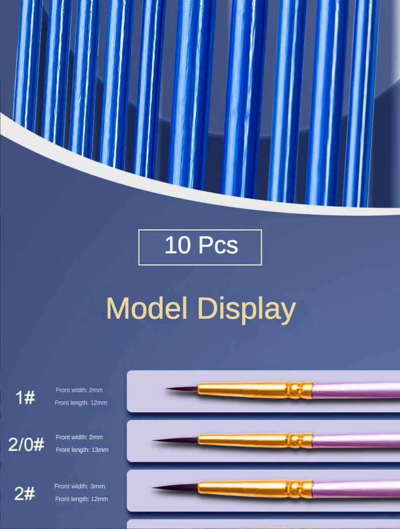 10 Pcs Set Nylon Hair Children's Artists Painting Brush Art Special Multifunction Hook Line Short Pointed Pen Available 4 Colors