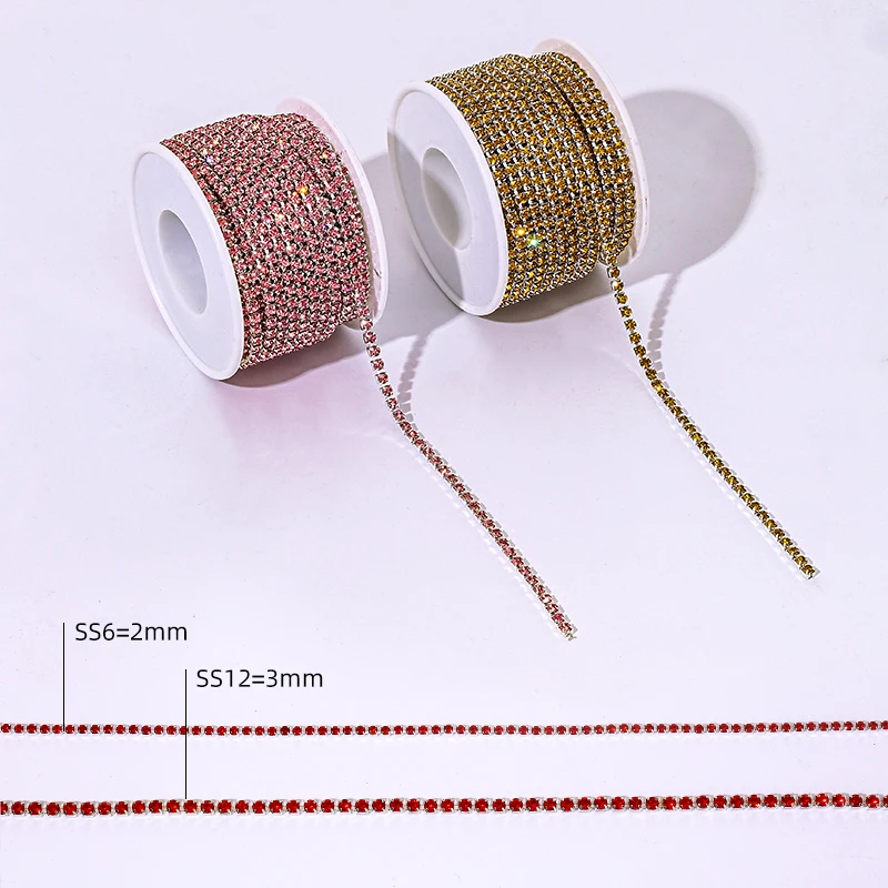 DUCRYSTAL 10Yard/Roll Crystal Rhinestone Chain Trim for Sewing Craft DIY Decoration Jewelry Rhinestones Chain for Wedding Dress
