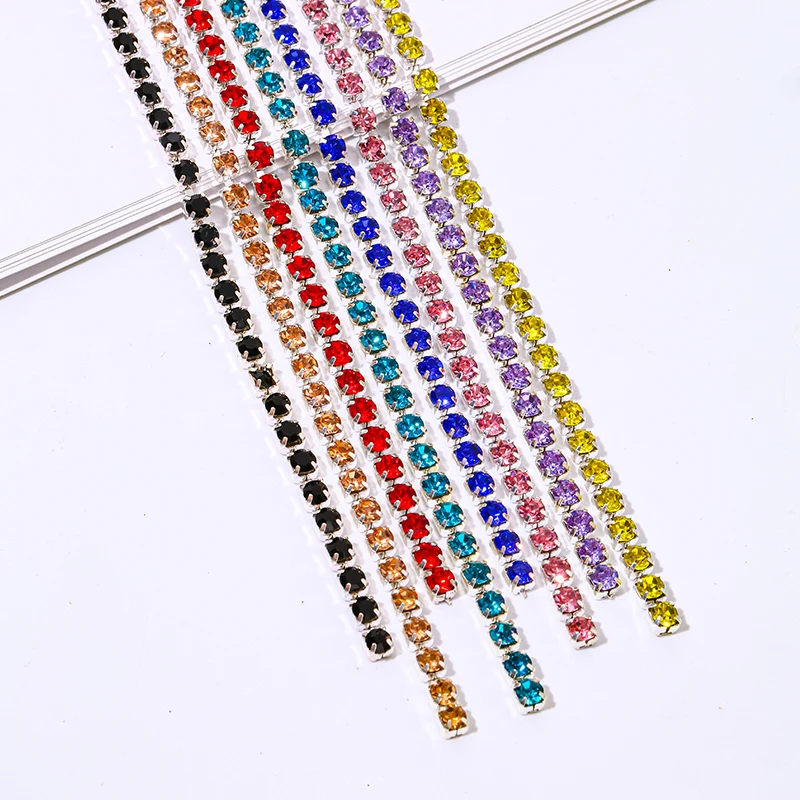 DUCRYSTAL 10Yard/Roll Crystal Rhinestone Chain Trim for Sewing Craft DIY Decoration Jewelry Rhinestones Chain for Wedding Dress