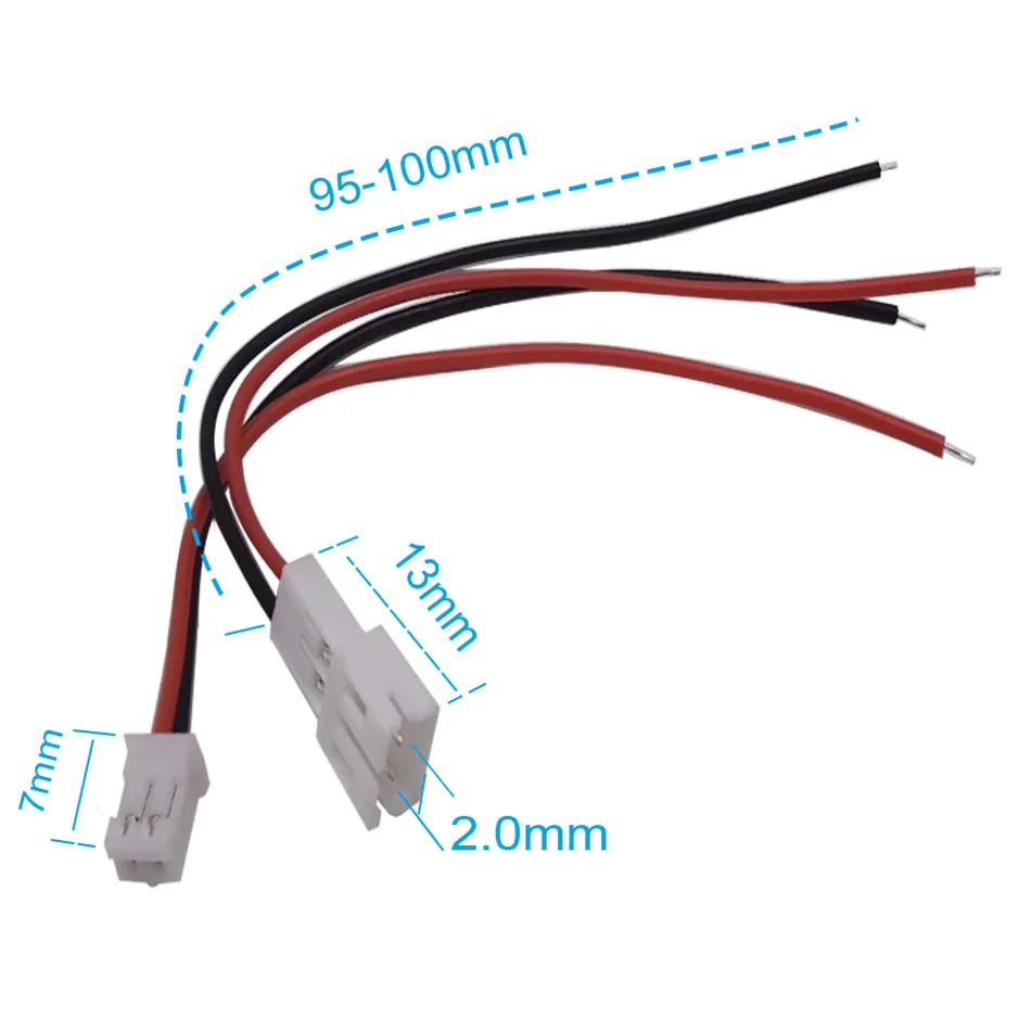 10CM PH 2.0mm Pitch 2 Pin Male Female Cable Connector Micro PH 2P Plug Jack Socket Terminals Wire Cables Connectors 26AWG