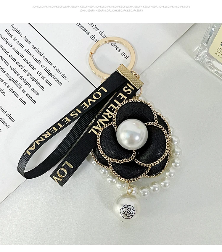 Easya Fabric Alloy Camellia Keychain Luxury Jewelry for Women